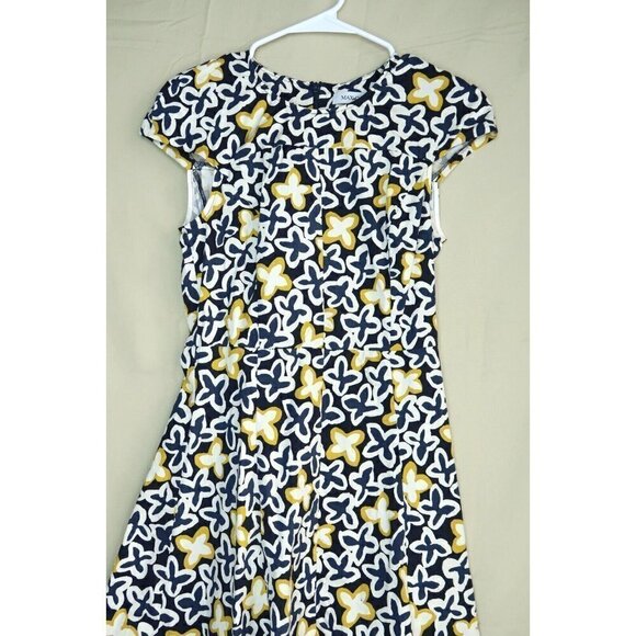 Max and Co Fit and Flare MIdi Dress Cap Sleeves Floral Pattern Women's Size 4 - Picture 2 of 8